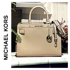 Michael Kors Rayne MD EW Bisque Satchel/Shoulder/Xbody w/Gold-Toned HW-NWOT